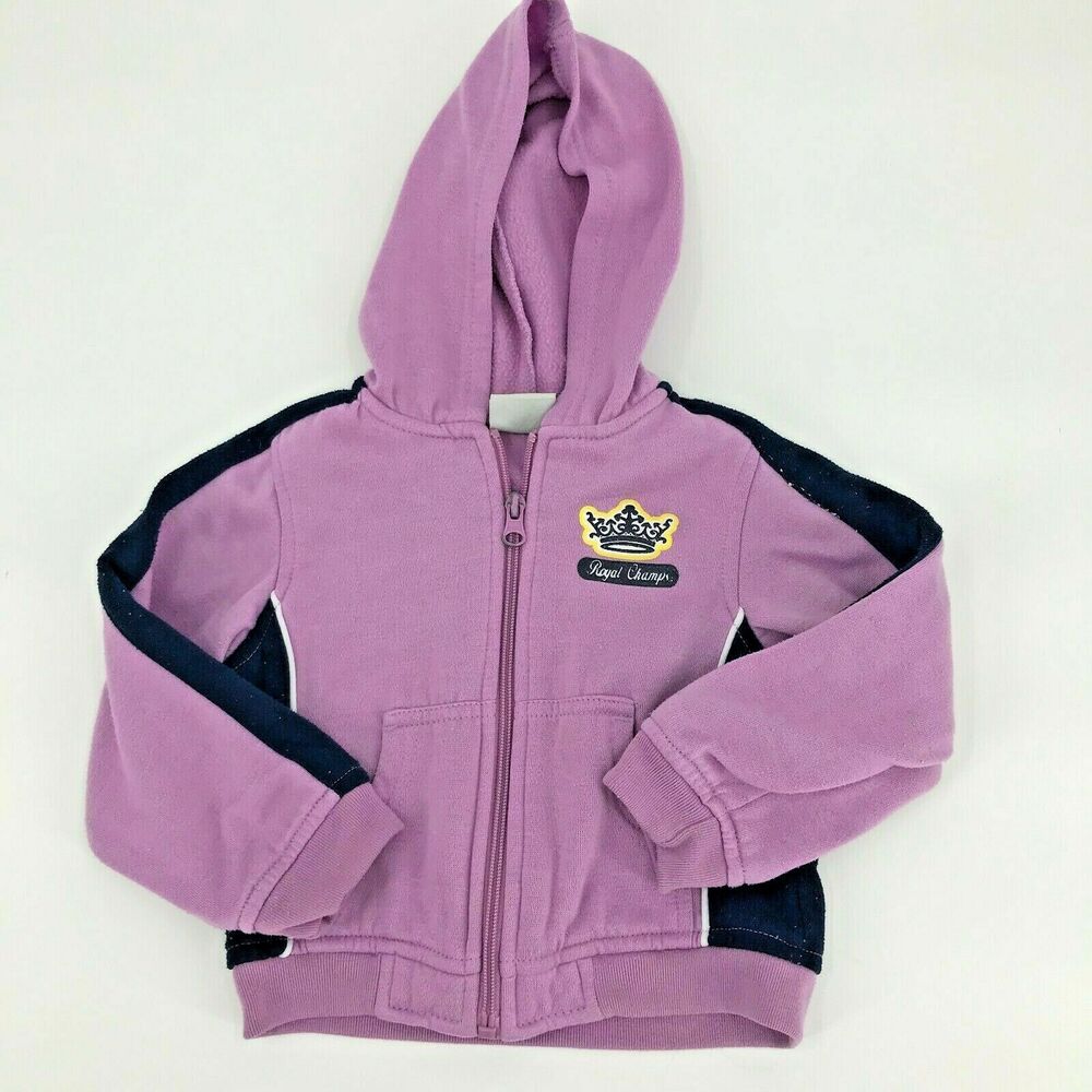 Athletic Works Girls Sweatshirt Hoodie Full Zip Royal Champs Crown Sz 3T